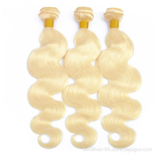 613 brazilian bundle closure human hair lace frontal raw virgin hair weave body wave straight hair russian blonde